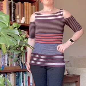 Bailey 44 striped cold shoulder tunic top